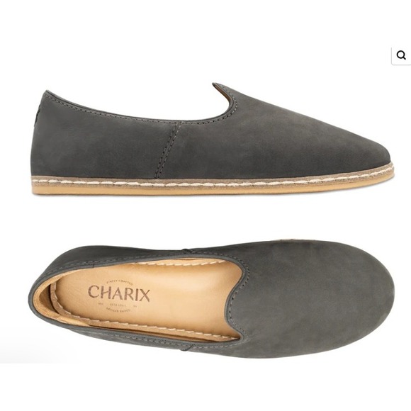 Charix Graphite Gray Nubuck Leather Slip On Loafers Size 8 / 38 Minimalist